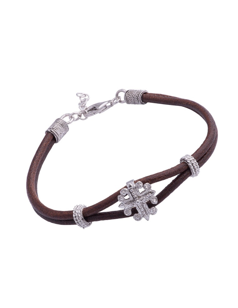 Bracciale croce Excalibur marrone