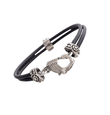 Bracciale Drago e doppio filo di cuoio