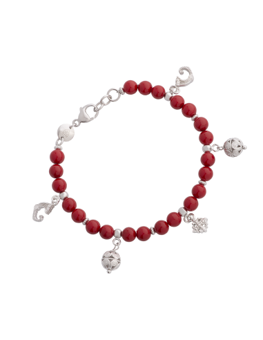 Bracciale agate rosse charm