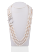 Collana 3 fili di perle con drago