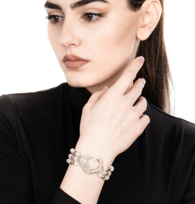 Bracciale a tre fili perle e drago