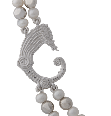 Collana due fili perle e drago