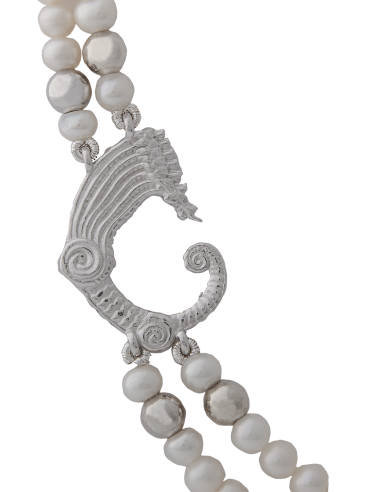 Collana due fili perle e drago