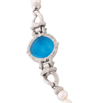 Collana Drago pasta vitrea blu