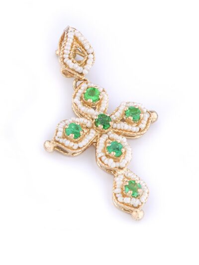 Croce gocce hollywoodiane con smeraldi