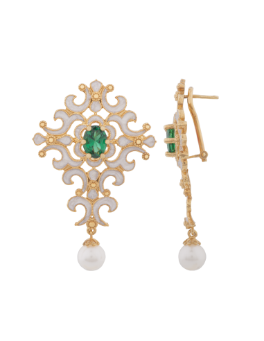 Orecchini Belle Époque perle Verde