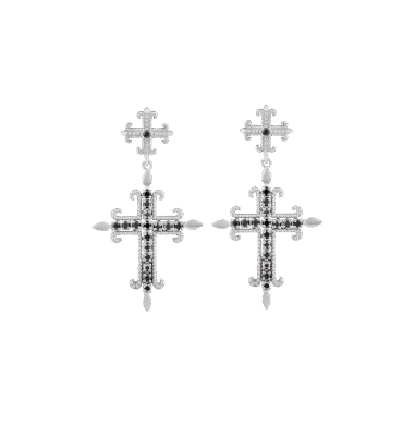 Orecchini croce Excalibur Giglio neri