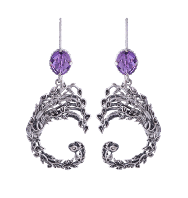 Orecchini Drago alberato viola