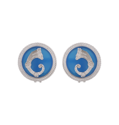 Orecchini Drago medal celeste