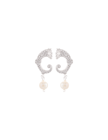 Orecchini Drago zirconi e perle