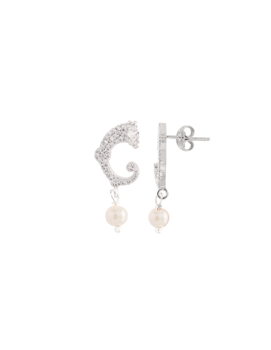 Orecchini Drago zirconi e perle - immagine 2