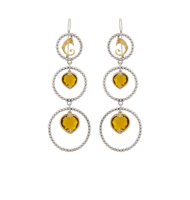 Orecchini Drago light cuore nel cuore giallo