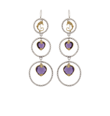 Orecchini Drago light cuore nel cuore viola