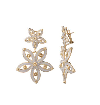 Orecchini Royale polvere di perle degradé doppio fiore